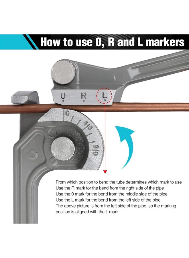 يُسلِّم أداة ثني الأنابيب، أداة ثني الأنابيب، 3 في 1، 1/4 بوصة، 5/16 بوصة، 3/8 بوصة، للأنابيب النحاسية والنحاسية والألومنيوم والفولاذية الرقيقة - Image 4